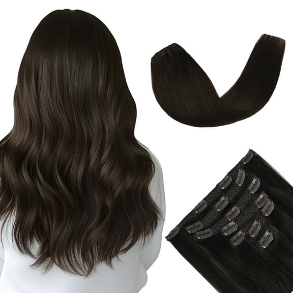 Vlasy Straight Clip In  Hair Extensions 12inches Real Human Hair 7Pcs Clip In Dark Brown Human Hair Extensions
