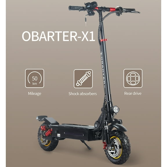 OBARTER X1 Electric Kick Scooter, Max Speed 53 MPH, Long-range Battery 21AH, Foldable and Portable (10 inch tire)