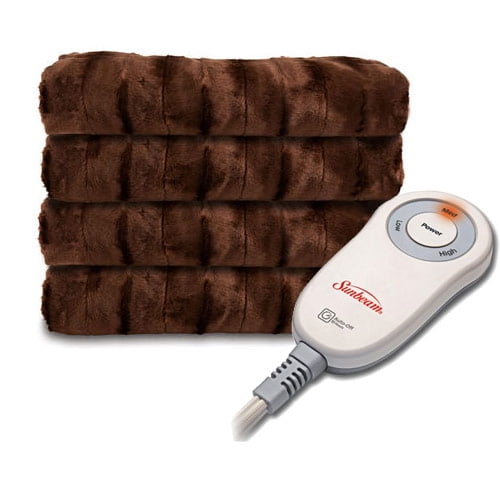 Sunbeam Faux Fur UltraSoft Heated Electric Throw Blanket Walnut