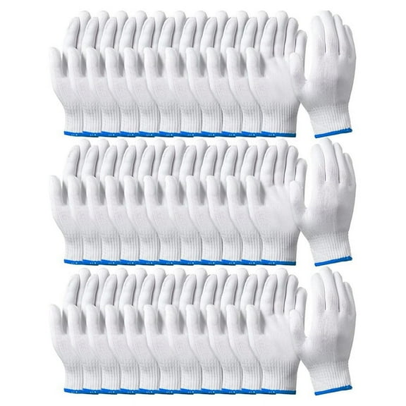 24 Pairs Cotton Hand Working Gloves White Liners for Safety Work Thicker Men Women