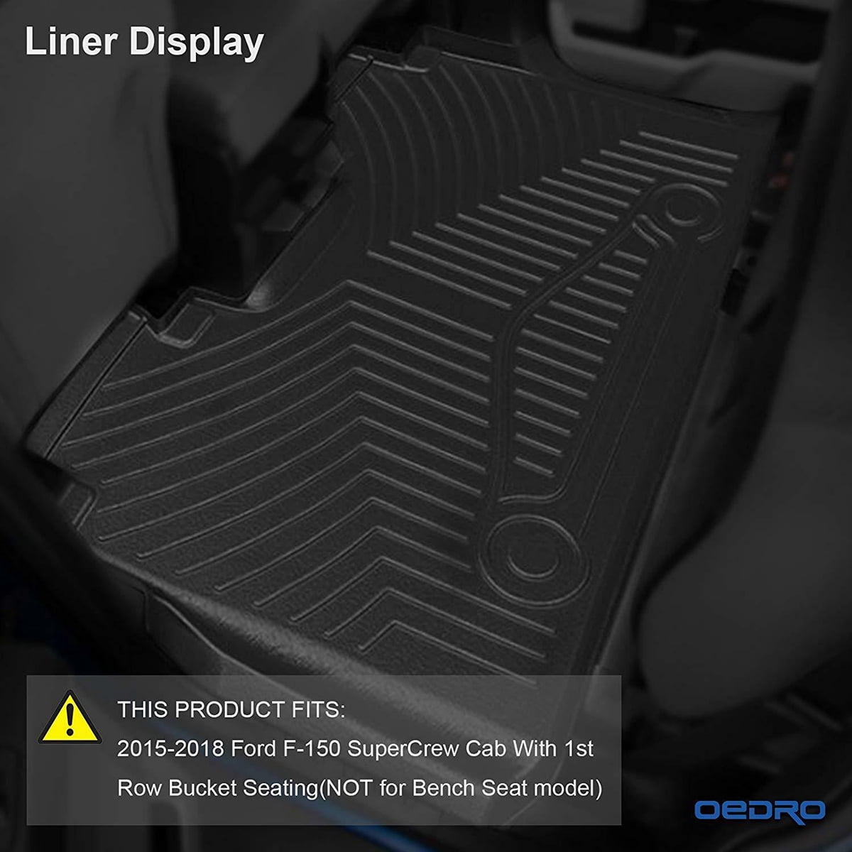 RVNI All-Weather TPE Rubber Front and Rear 3-Piece for 2015-2023 2024 Ford F150 Super Crew Cab Floor Mats Set