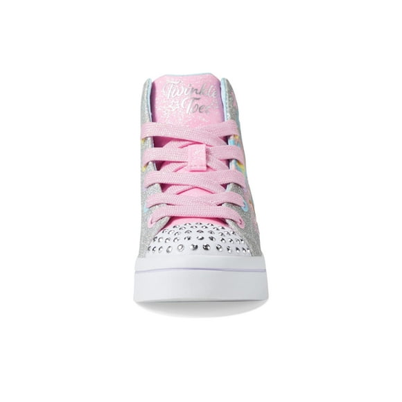 Skechers Kids Girls Twinkle Toes TWI-Lites 2.0-Star Gloss Sneaker, Silver/Multi, 13 Little Kid