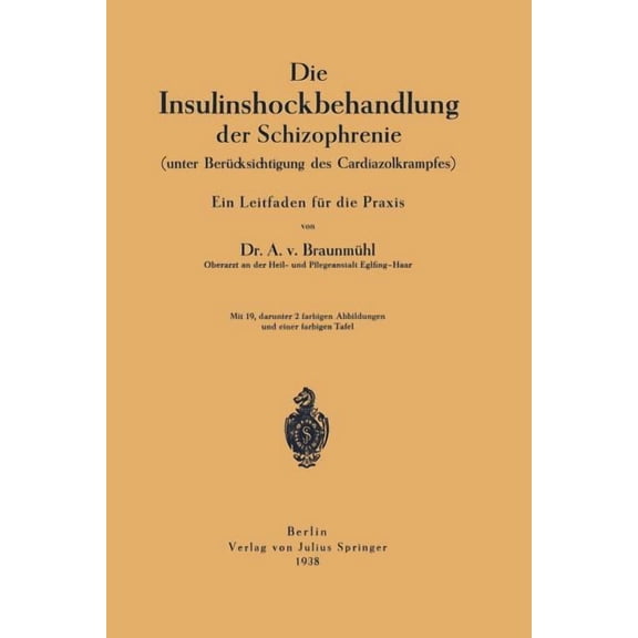 Die Insulinshockbehandlung Der Schizophrenie: (Unter Berücksichtigung Des Cardiazolkrampfes), (Paperback)