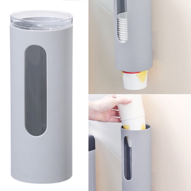 Gray Home Paper Cup Holder Portable Dispenser for Everyday Household Kitchen Use and Organization Storage