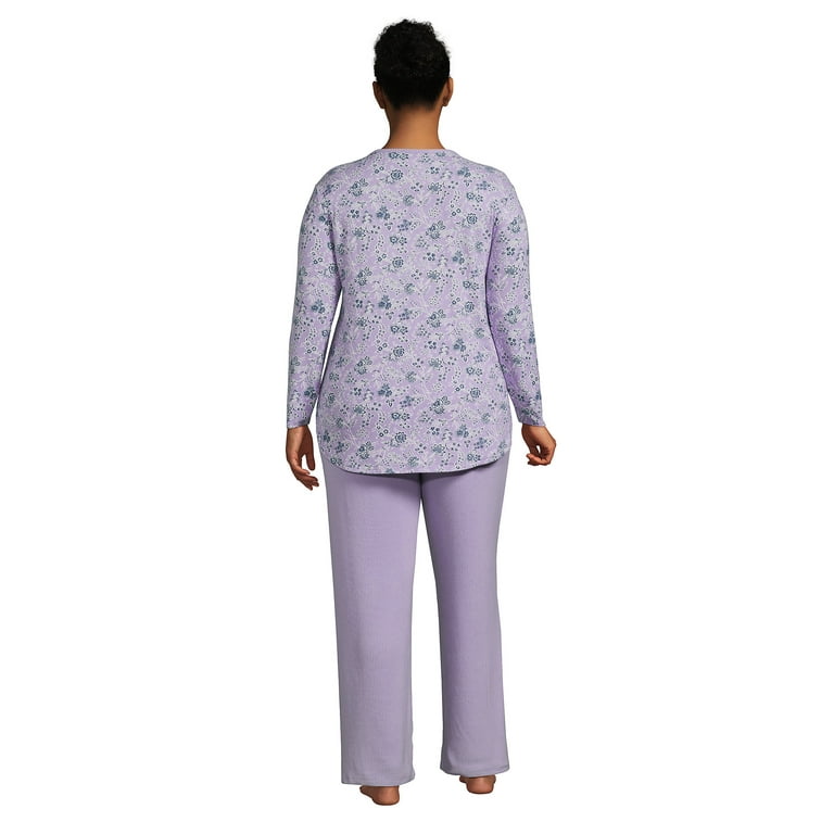 Lands End Women s Plus Size Cozy 2 Piece Pajama Set Long Sleeve Top and Pants Walmart