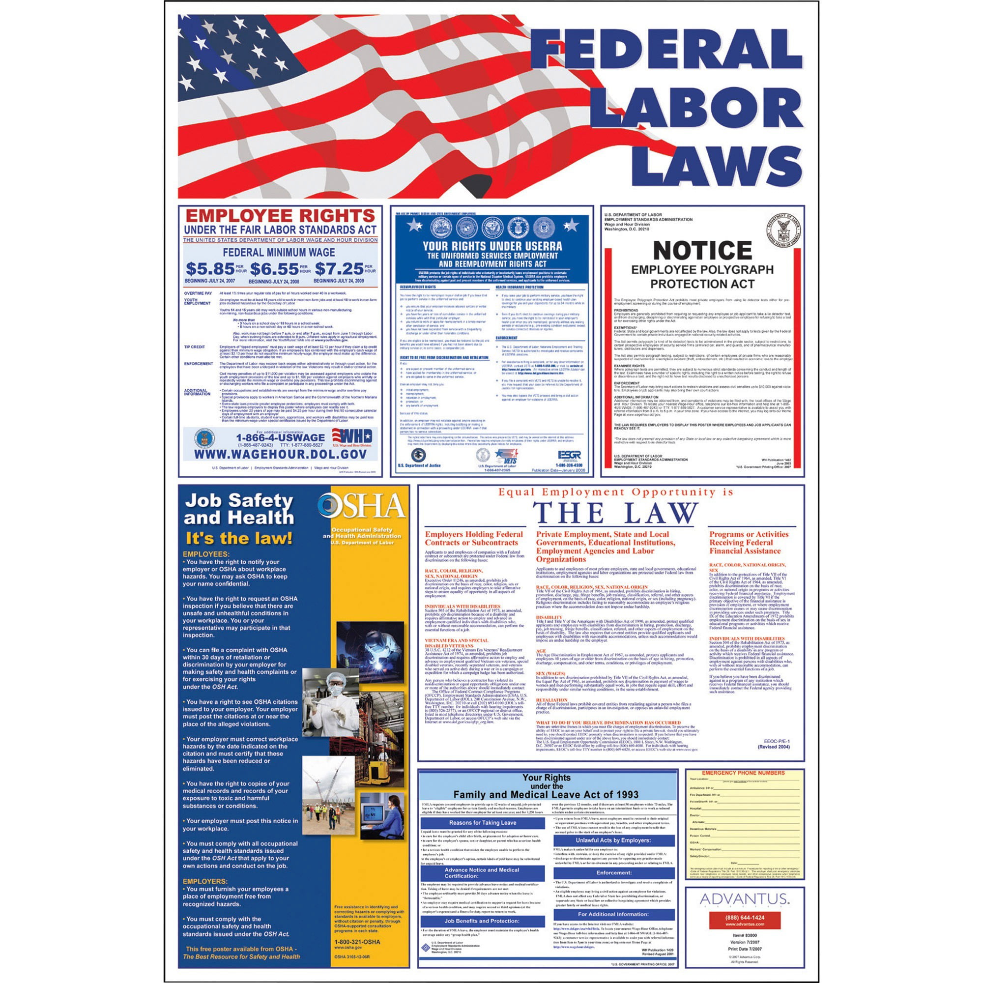 Advantus Federal Labor Law Poster, Multicolor