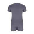 thumbnail image 5 of pstuiky Womens Pajama Sets Summer Solid Color Lightweight Pajama Set Comfy Loose Fit Crew Neck Short Sleeve Sleepwear with Shorts Womens Loungewear Set Dark Gray M, 5 of 7