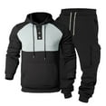 thumbnail image 2 of Yusimy Men's Color-Block 2-Piece Hoodie Cargo Set Long Sleeve Elastic Waist Drawstring Pocket Casual Sports, 2 of 8