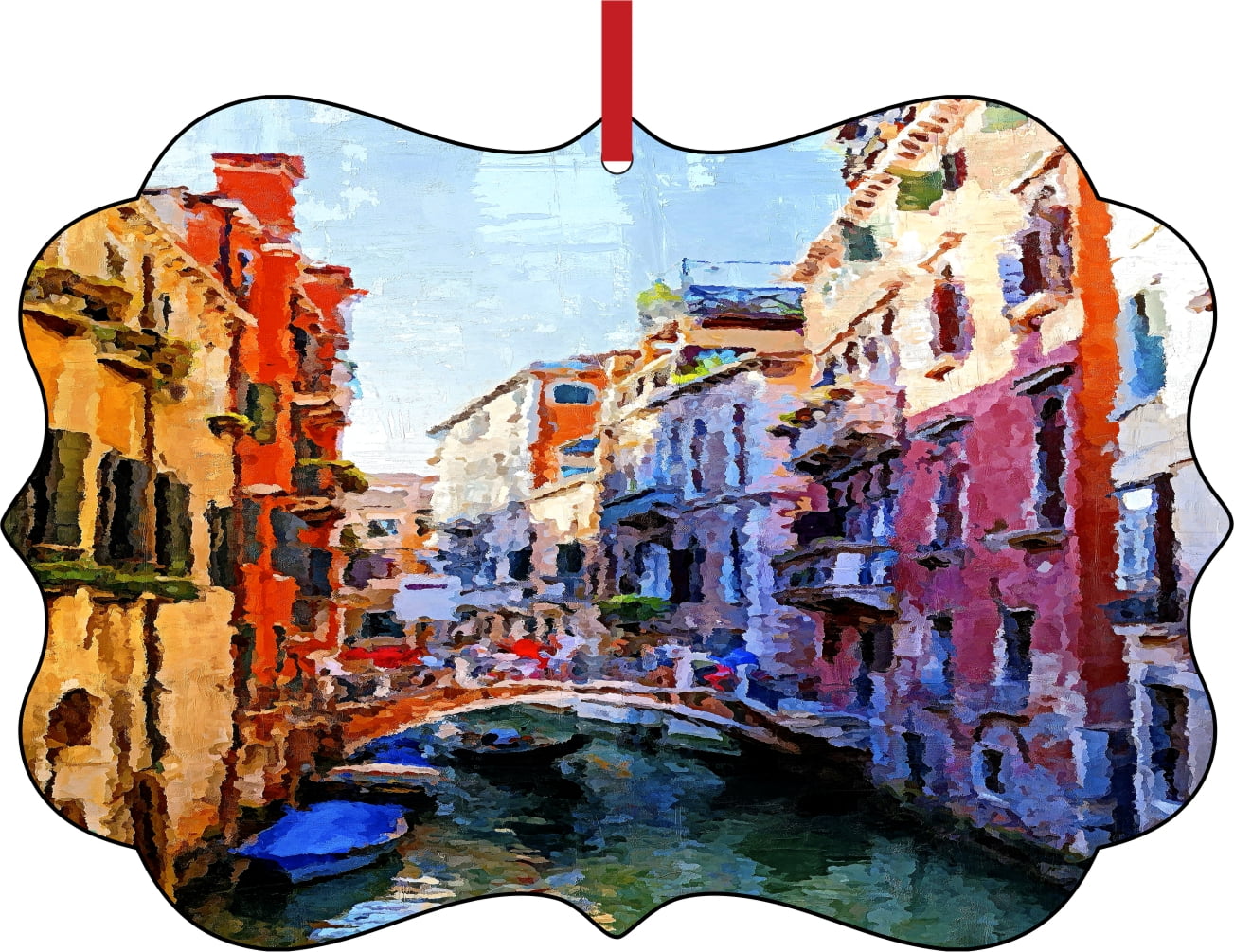 Watercolor Venice Venitian Gondolas Scene Double Sided Elegant Aluminum