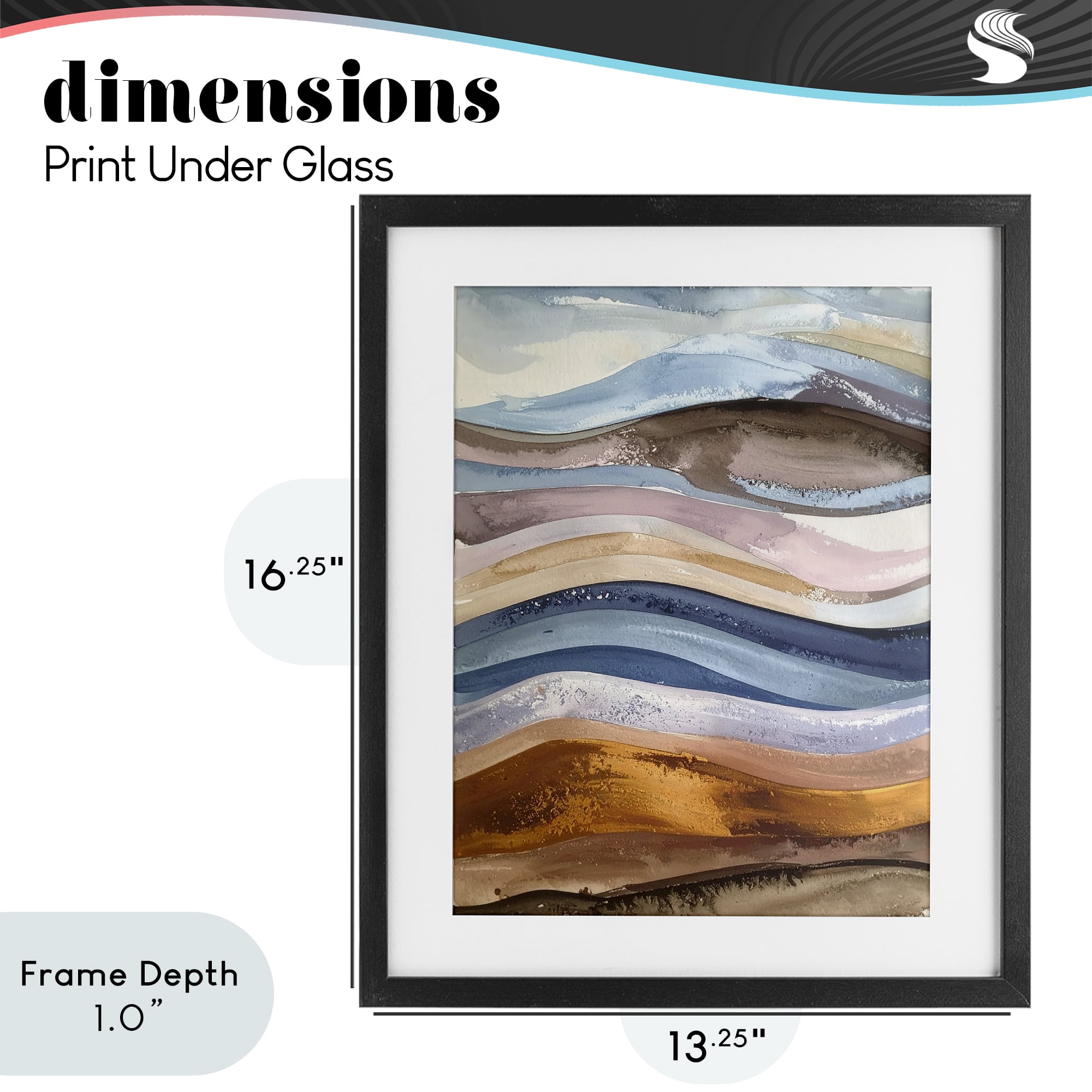 Stupell Industries Ocean Flow Layers Black Framed Print Under Glass, design by Alonza Saunders