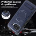 thumbnail image 6 of Magnetic for Google Pixel 9a PU Leather Case, Compatible with Magsafe, Built-in Invisible Stand, Premium Ultra Slim Adjustable Kickstand Protective Phone Case for Google Pixel 9a, Blue, 6 of 7
