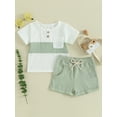 thumbnail image 3 of Musuos Toddler Boys Shorts Sets 6 12 18 24M 3Y Short Sleeve Contrast Color Tops and Solid Color Shorts Sets Casual Summer Outfits, 3 of 10