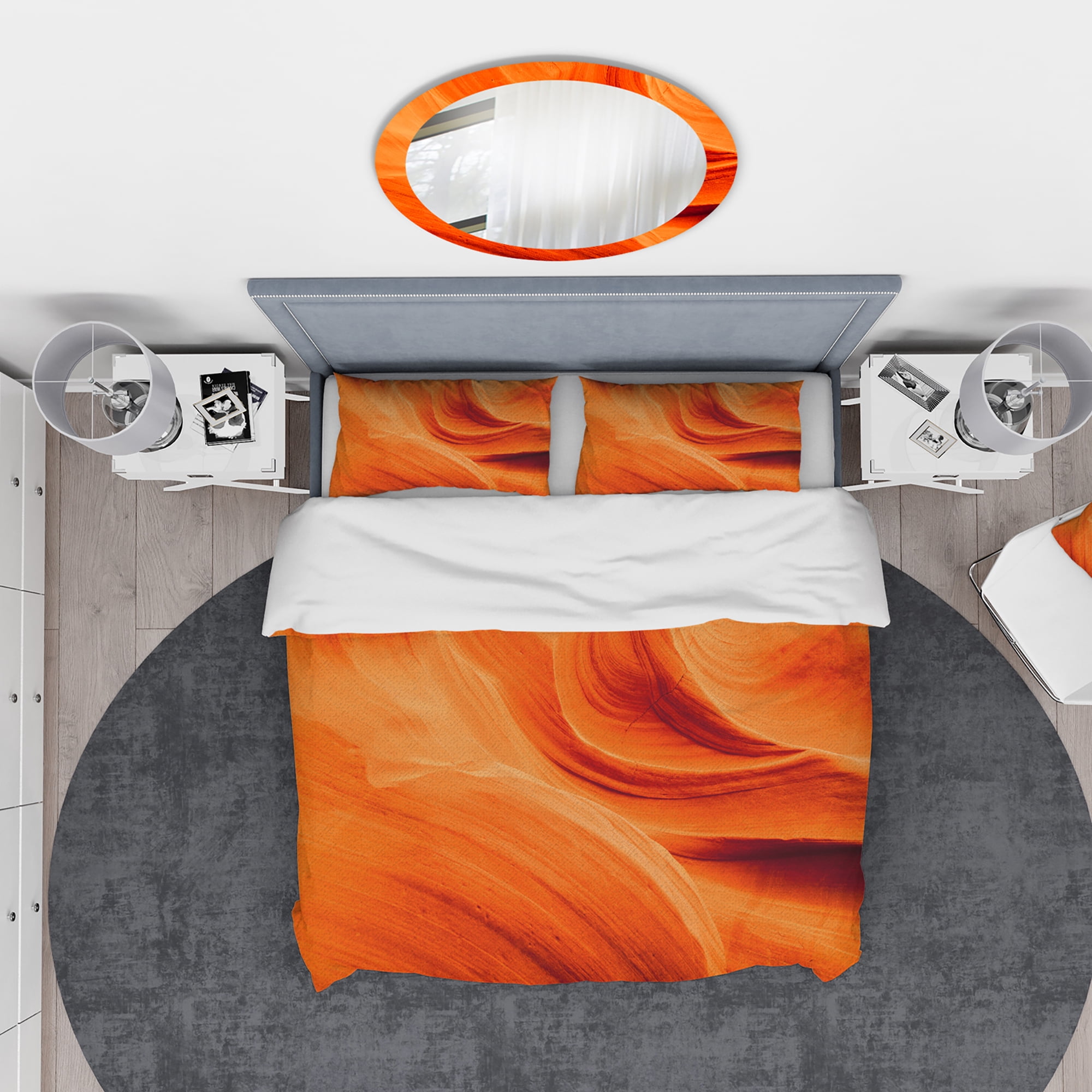 Designart 'Orange Upper Antelope Canyon' Landscape Duvet Cover Set