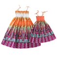 thumbnail image 4 of LUOGENLI Dresses for Girls 8-10 Party Girl's Summer Boho Strap Tiered Maxi Cute Vacation Dresses Dresses for Girls 12-14 Trendy Girls Dresses Orange 4-5 Years, 4 of 4