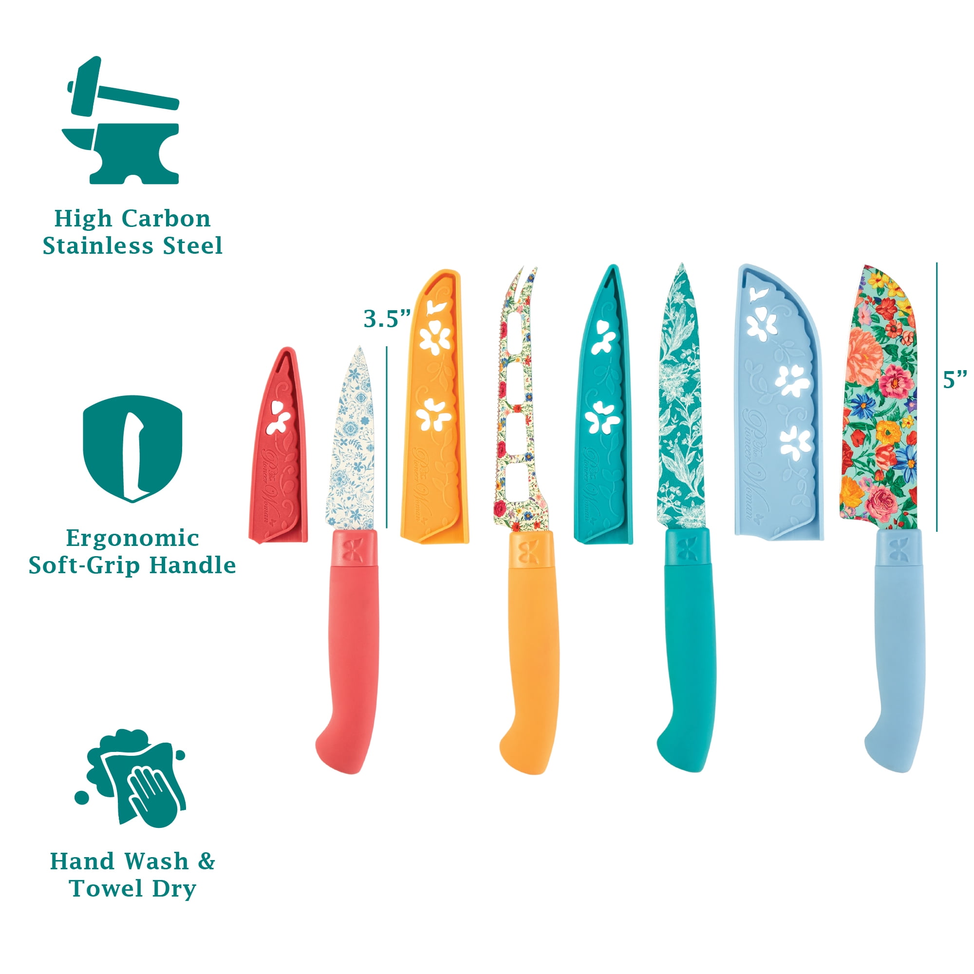 The Pioneer Woman Brilliant Blooms 4-Piece Stainless Steel Utility Knife Set