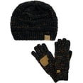 thumbnail image 1 of Colorful Confetti Cable Knit Beanie and Anti-Slip Touchscreen Gloves Set, 1 of 4