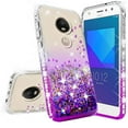 thumbnail image 4 of Compatible for Motorola Moto E5 Play Case, Moto E5 Cruise Case, with [Temper Glass Screen Protector] SOGA Diamond Liquid Quicksand Cover Cute Girl Women Hybrid Phone Case - Clear/Purple, 4 of 6