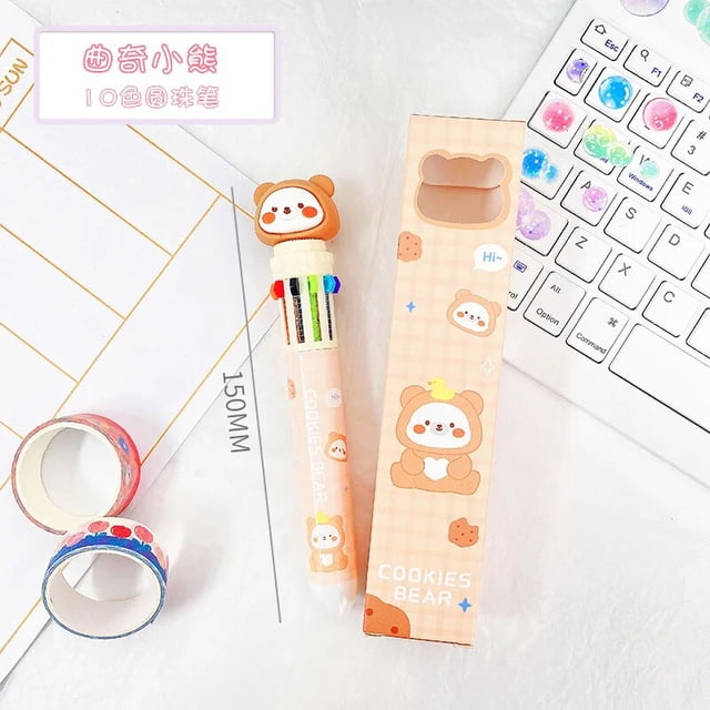 Stylo à Bille à Pression Coloré pour Enfants, Papeterie, Élèves du Primaire, Mignon, Grande Valeur Colorée, Stylo Cadeau, Fournitures d'Apprentissage, Multicolore R-dix Couleurs