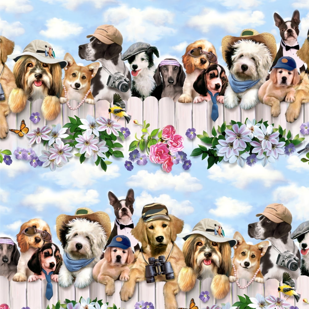 Details about   Dogs Outdoors on Fence Pattern Premium Roll Gift Wrap Wrapping Paper 