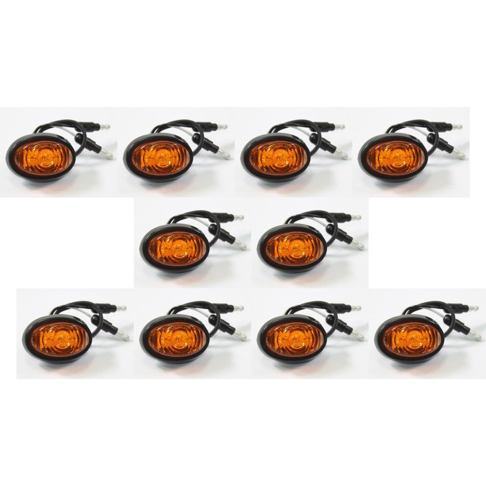 Set of 10 3/4" Bullet Amber Round LED Light Clearance Side Marker