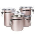 thumbnail image 2 of Creative Home 4-Piece Stainless Steel Canister, Container Set with Air Tight Lid, and Locking Clamp, Rose Gold, 2 of 4