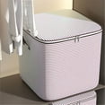 thumbnail image 5 of Bizhua Pink Striped Storage Bag 100L100L Household Seasonal Quilt Striped Storage Bag Moving Clothes Luggage Bag Large Capacity Packing Bag, 5 of 9