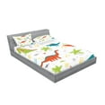 thumbnail image 2 of Cartoon Fitted Sheet & Pillow Sham Set, Prehistoric Nature Doodle with Dinosaurs Volcano Palm Trees Hand Drawn Wildlife, Decorative Printed 6 Piece Bedding Decor Set, King, Multicolor, by Ambesonne, 2 of 3