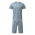 thumbnail image 2 of Akiihool Mens Short Outfits Men 2 Piece Set Casual Short Sleeve Shirt and Short Beach Set (Grey,XL), 2 of 5
