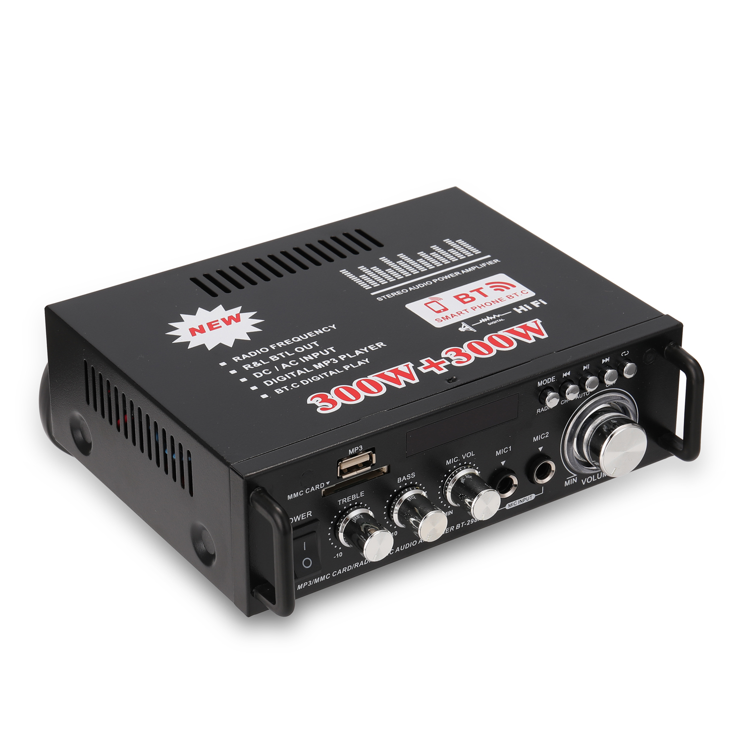 Amplificatore Audio Bluetooth 600W HiFi Con Radio, Lettore MP3, Ingressi RCA, Telecomando E Display LCD – Per Auto E Casa (12V/220V)