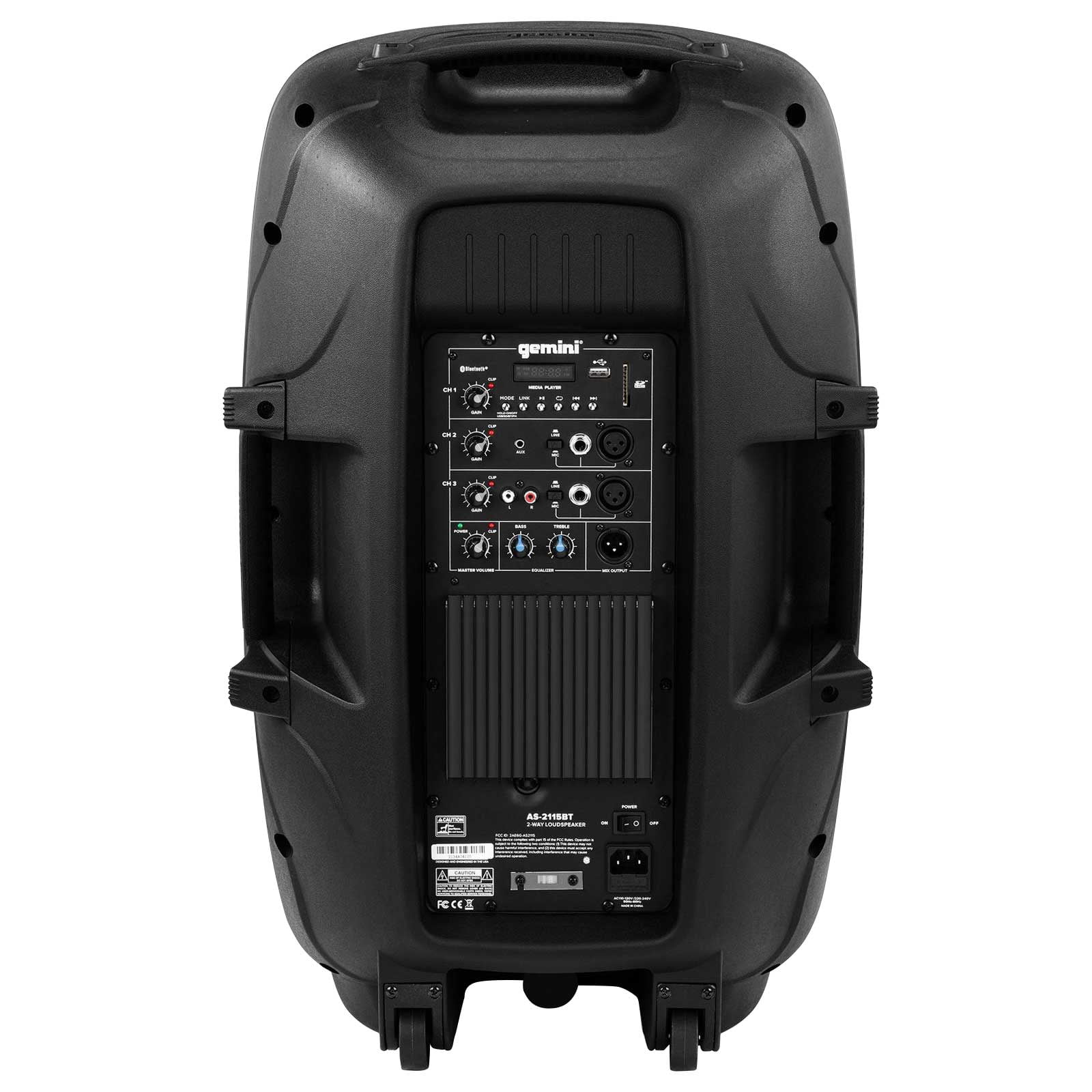 (2) Gemini AS-1500BLU Active Speakers with 15" Woofers & USB/SD/Bluetooth MP3 Players Plus Package