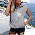 thumbnail image 4 of cocolona Womens Sleeveless Printed Pullover Hoodie Drawstring Trendy Casual Solid Color Sweatshirt with Pocket, 4 of 6