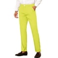 thumbnail image 5 of INSPIRE CHIC Men's Slim Fit Trousers Flat Front Solid Color Business Pants 34 Yellow, 5 of 7