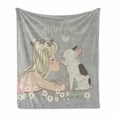 thumbnail image 1 of Dog Lover Soft Flannel Fleece Throw Blanket, Girl and Little Puppy Doodle with My Best Friend Calligraphy, Cozy Plush for Indoor and Outdoor Use, 50" x 70", Multicolor, by Ambesonne, 1 of 5
