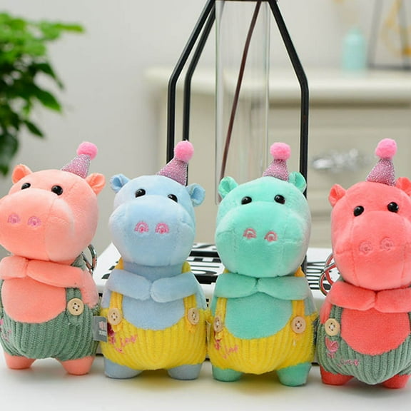 DINHEAROM Plush Hippo Shape Keychain Adorable Design 1Pack 4.7x2.4x2.4in