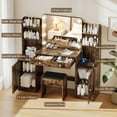 thumbnail image 4 of 53" Makeup Vanity Set with Mirror and Lights, Pipleo Big Brown Makeup Vanity Desk with Chair and Power Outlet, 3 Color Lighting Modes & Adjustable Brightness for Bedroom, 4 of 9