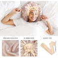 thumbnail image 3 of Livhil 3Pcs Silk Bonnets for Women Sleeping, Adjustable Satin Bonnet for Sleeping, Large Size Hair Bonnet for All Hair Types(Pink Black Gold), 3 of 7