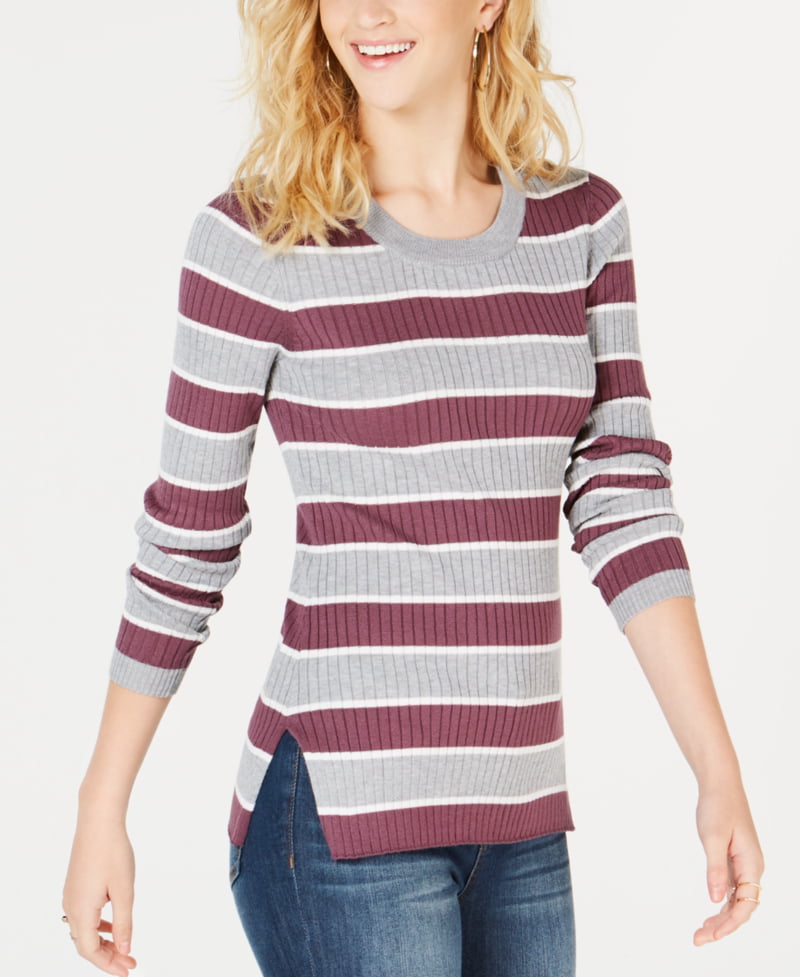 Hippie Rose - Striped Ribbed Lace-Up Sweater - Juniors - XL - Walmart.com
