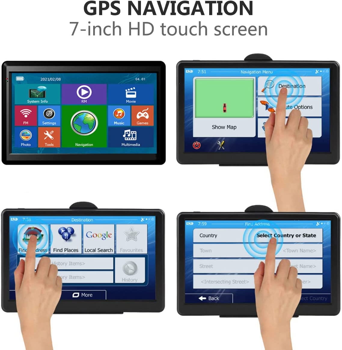 GPS Navigation for Car Truck,7 Inche Touchscreen Car GPS Navigator 8GB 256M with Voice Guidance and Speed Camera Warning Auto GPS with Lifetime Free Map Update