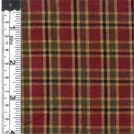 Textile Creations 1012 Rustic Woven Fabric, Plaid Wine And Dark Green, 15 yd.