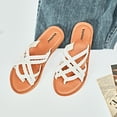 thumbnail image 4 of Ataiwee Women's Flat Slide Sandals - Casual Comfort Braided Multiple Cross Pinstripe Flat Summer Sandals., 4 of 7