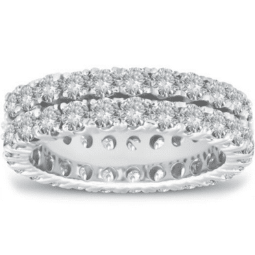3.25CT Natural Round Diamond (I-J,SI1) 14K White Gold Eternity Ring Fine Jewelry for Women Gifts