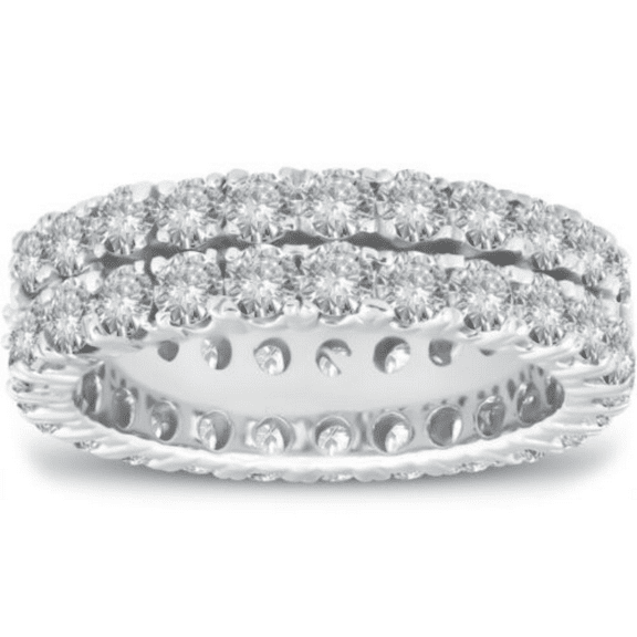 3.25CT Natural Round Diamond (I-J,SI1) 14K White Gold Eternity Ring Fine Jewelry for Women Gifts