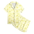 thumbnail image 2 of OOOUM 2 Piece Lounge Sets For Kids Printed Button Lapel Short Sleeved Top & Shorts Outfits Sets Summer Stylish And Comfortable Clothing Sets Yellow 11-12 Years, 2 of 4