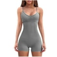 thumbnail image 2 of Usmixi Rompers for Women Sexy Slim Fit Spaghetti Strap One Piece Sports Workout Short Jumpsuits V-Neck Sleeveless Formal Solid Mini Womens Jumpsuits on, 2 of 6