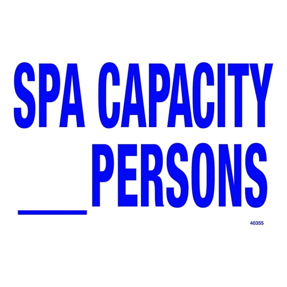 Poolmaster "Spa Capacity" Sign for Residential or Commercial Spas