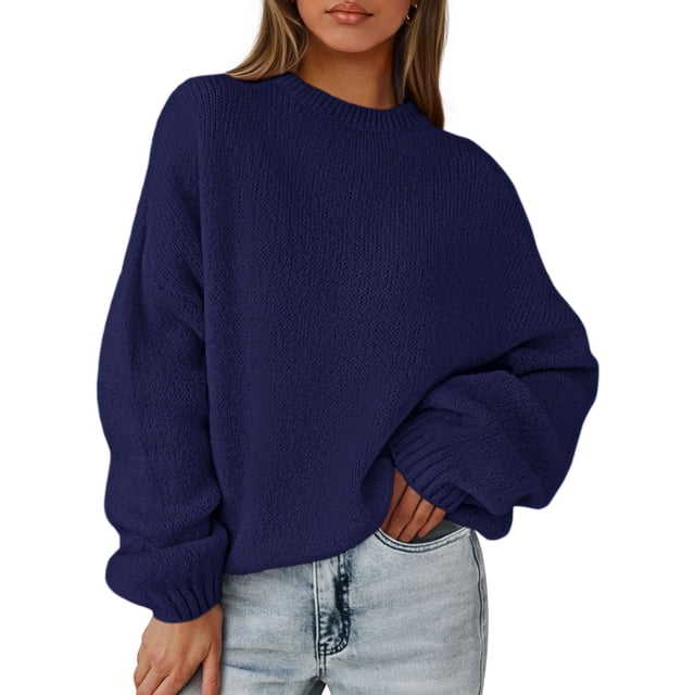 Suéter PRETTYGARDEN Azul Marino Oversized con Mangas Farol Talle S