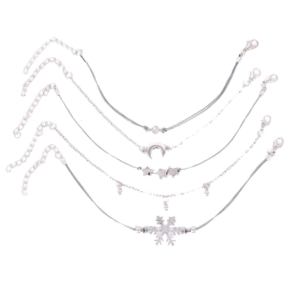 Señora copo de nieve pulsera brazalete de la personalidad Set Estrella de cinco piezas Set de cuerda Luna pulseras