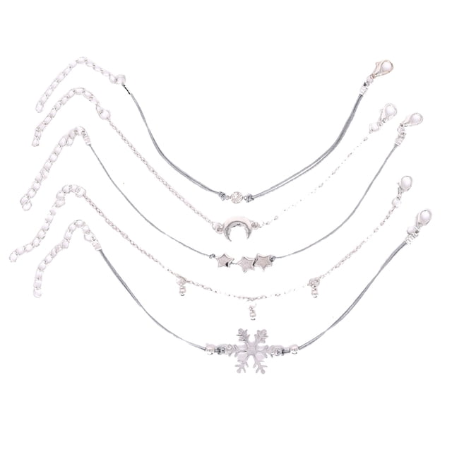 Señora copo de nieve pulsera brazalete de la personalidad Set Estrella de cinco piezas Set de cuerda Luna pulseras