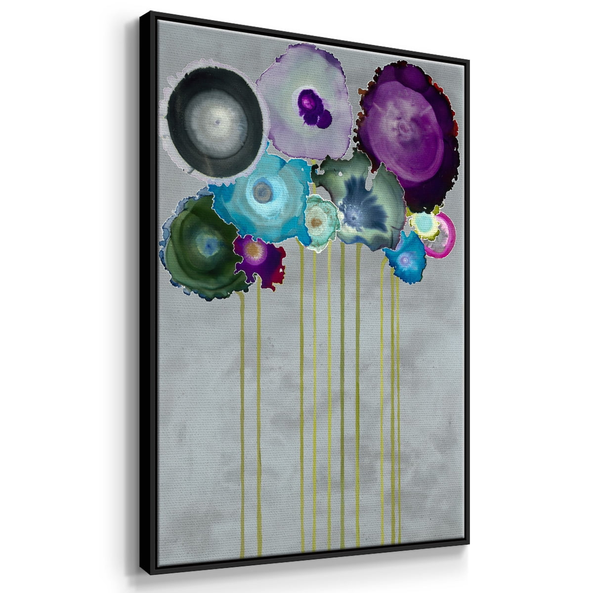 Silver Bouquet Framed Premium Gallery Wrapped Canvas - Ready to Hang - 27 x 41 - Black Floating Frame