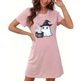 thumbnail image 4 of Tnhcen Halloween Party Essential Plus Size Cartoon Print Short Sleeve Sleep Dress Round Neck Soft Polyester Spandex S-2XL for Stylish Comfort, 4 of 5